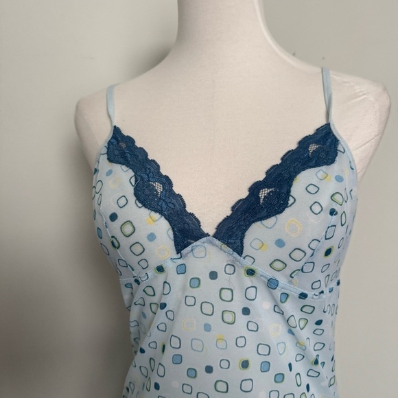 Y2K Blue Lace Trim Chemise slip dress coquette Fairycore Cottagecore M - Picture 5 of 7